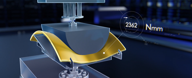 Material balístico en equipo de prueba Hohenstein curvado con medición de 2362 Nmm