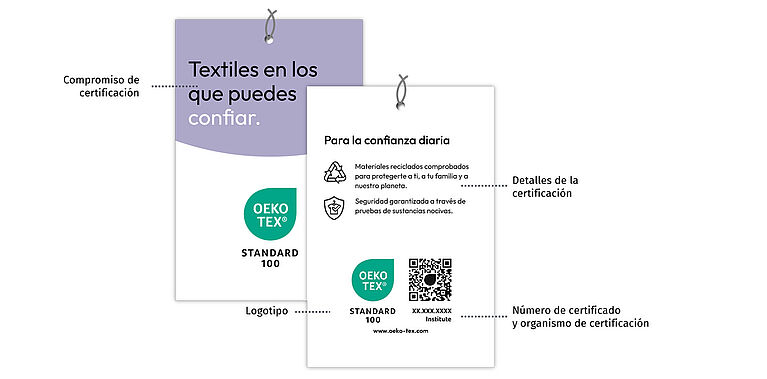 Etiqueta colgante en materiales reciclados OEKO-TEX® STANDARD 100 Frente y reverso en etiqueta colgante en materiales reciclados