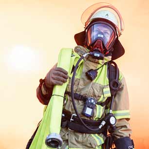 Bombero de equipo de protección