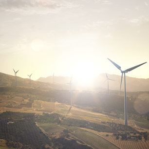 Campo en Europa con aerogeneradores